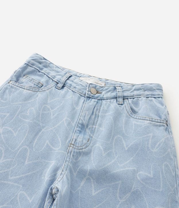 Pantalón de jean Wide Leg Infantil con Estampa de Corazones - Talle 5 a 16 años 5