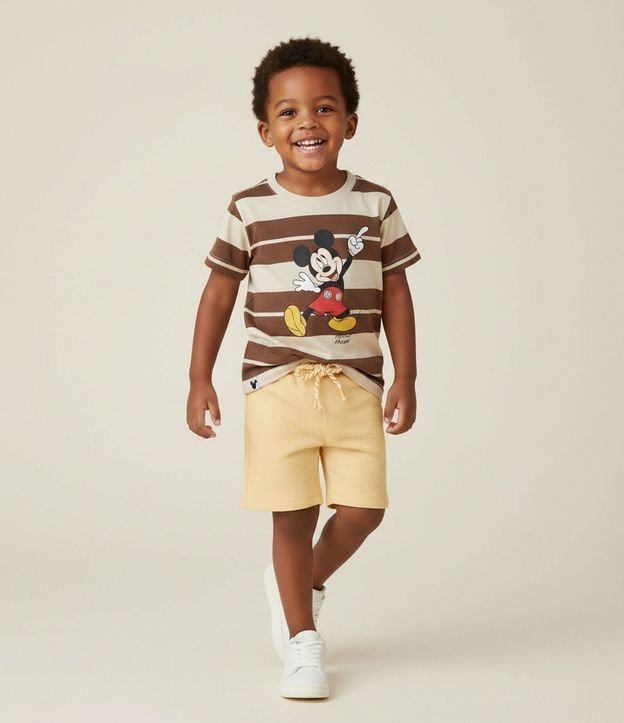Remera Infantil Rayada con Estampa de Mickey Mouse – Talle 2 a 6 años