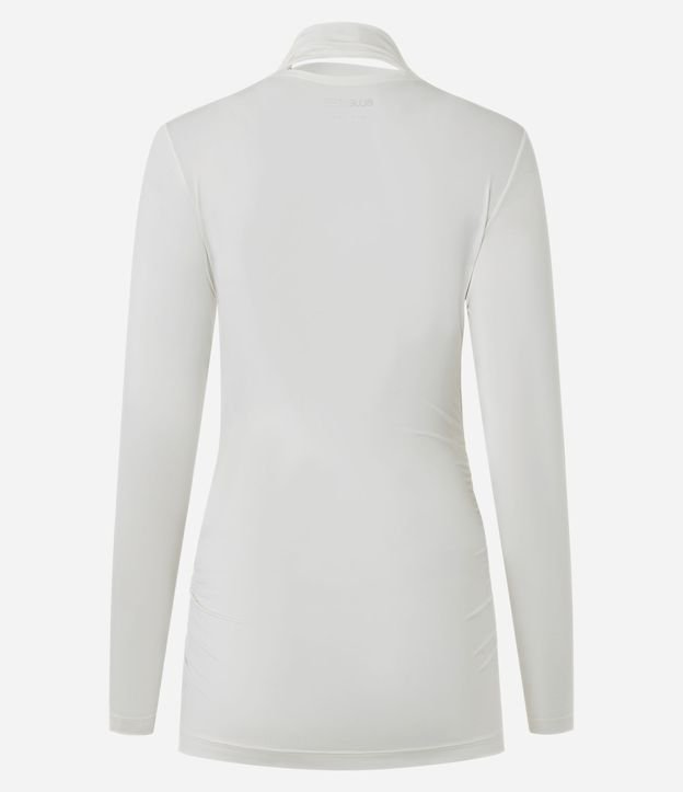 Blusa Fruncida en Microfibra con Escote V y Cuello Lazo 6