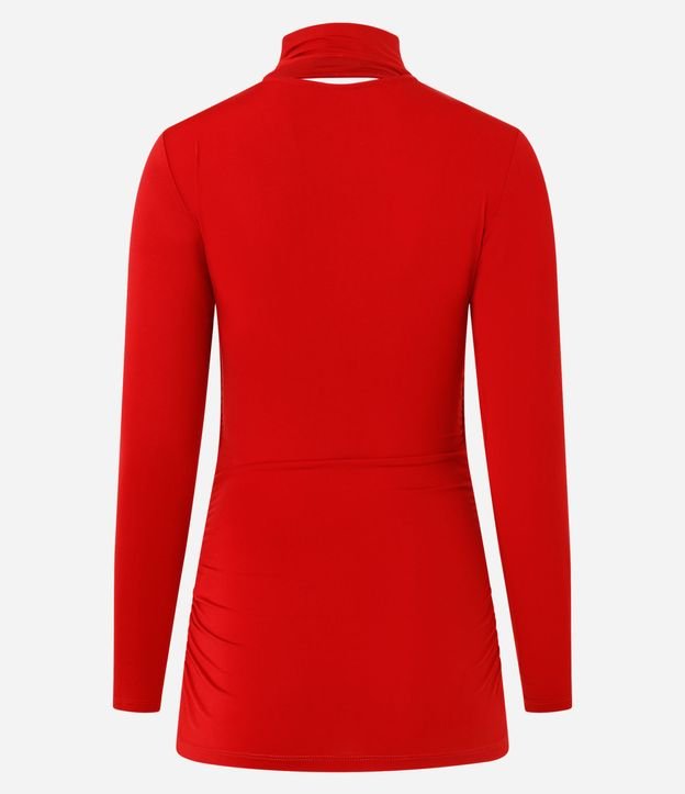 Blusa Fruncida en Microfibra con Escote V y Cuello Lazo 6