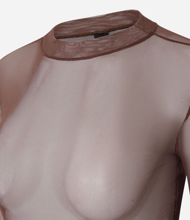 Blusa en Tule con Cuello Alto y Fruncidos 6
