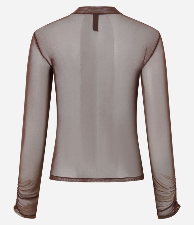 Blusa en Tule con Cuello Alto y Fruncidos 7