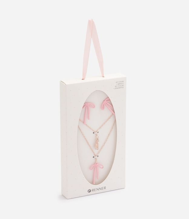 Kit de Collar y Caravanas Infantil con Moñitas y Colgante Zapatilla de Ballet 3