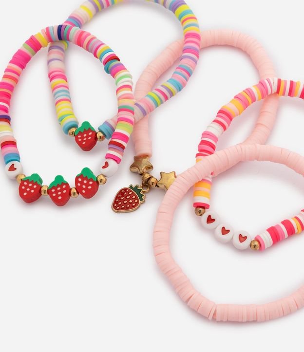 Kit 5 Pulseras Infantil Coloridas con Frutas - Talle U 2