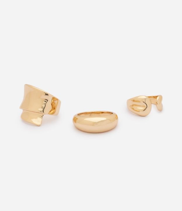 Kit 03 Anillos en Metal con Formato Orgánico 2