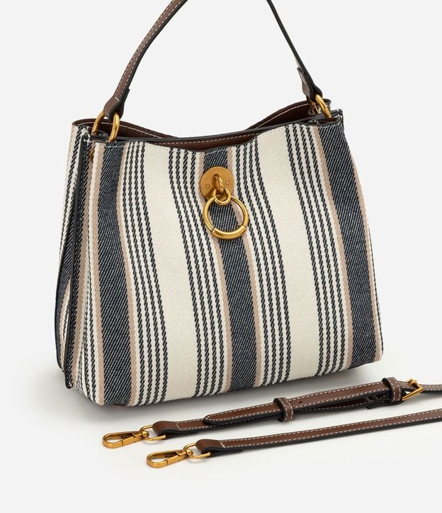 Cartera Pequeña con Estampa Rayada y Asa Larga Desmontable 6