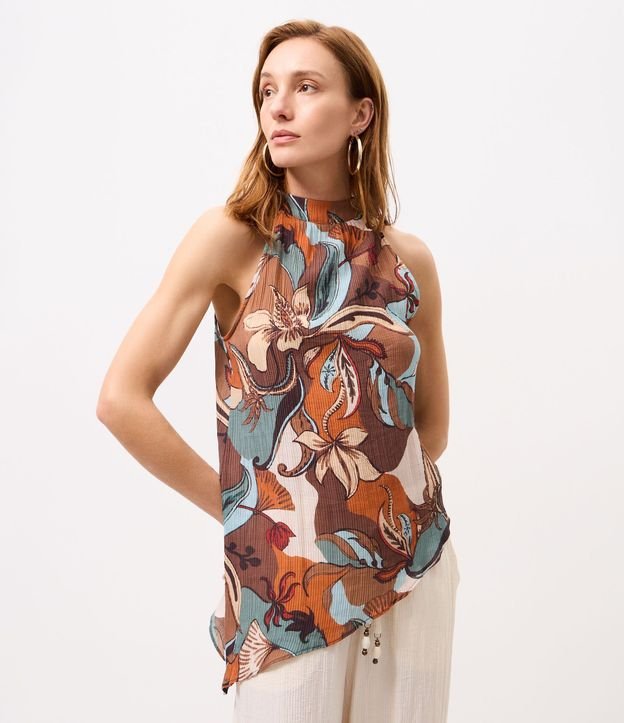Blusa Halter en Viscosa con Bajo Assimétrica 1