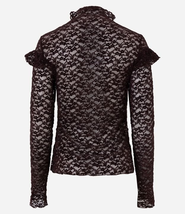 Blusa en Encaje Aterciopelado con Aplicación de Volados 7