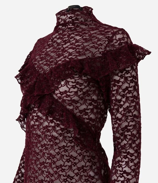 Blusa en Encaje Aterciopelado con Aplicación de Volados 6