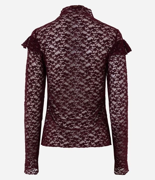 Blusa en Encaje Aterciopelado con Aplicación de Volados 7