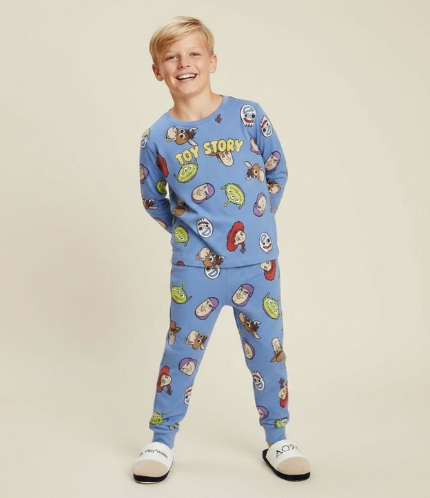Pijama Infantil Largo en Rib Estampado Toy Story - Talle 2 a 8 años
