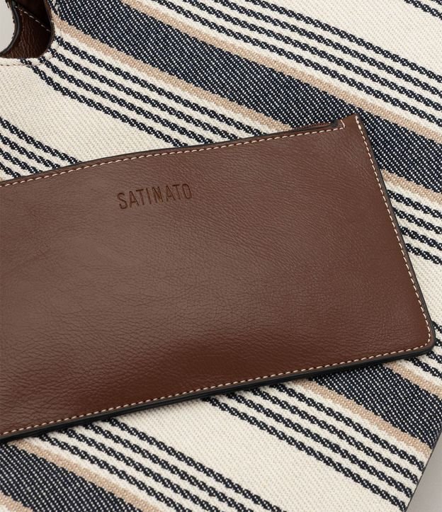 Cartera Shopper en Algodón Rayada con Detalles en PU 5