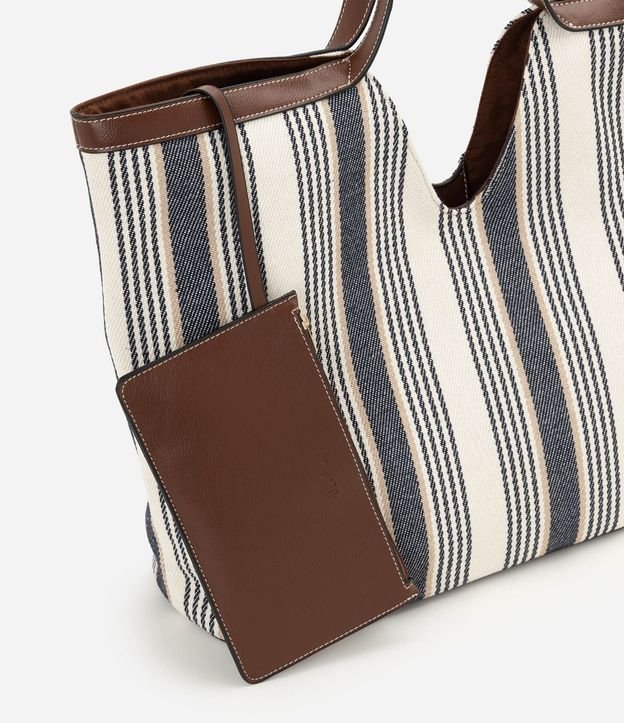 Cartera Shopper en Algodón Rayada con Detalles en PU 6