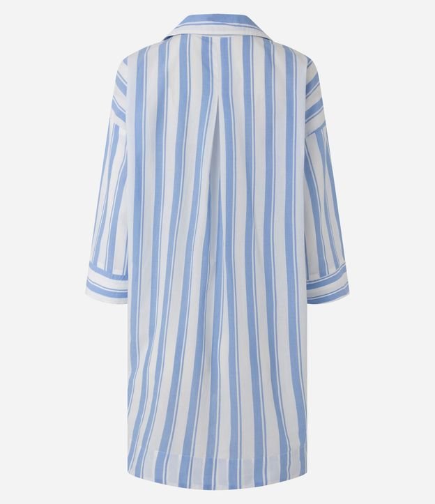 Salida de Playa Camisa Manga 3/4 en Voile con Estampa Rayada 6