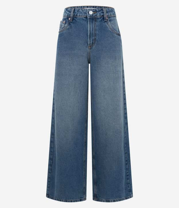 Pantalón Wide en Jeans con Cintura Mediana y Bordado Estrella 5