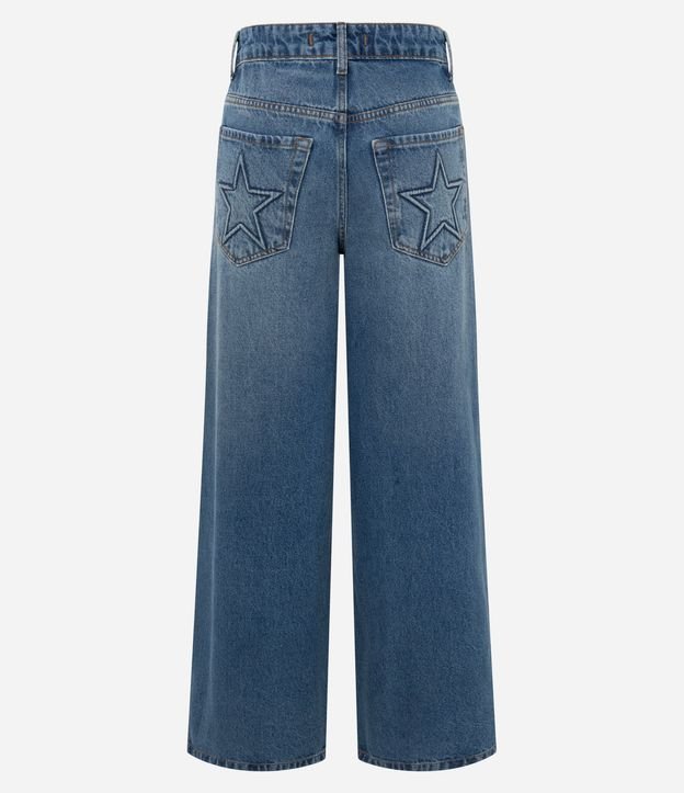 Pantalón Wide en Jeans con Cintura Mediana y Bordado Estrella 6