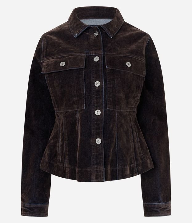 Campera Ajustada Jeans con Acabado Aterciopelado 5