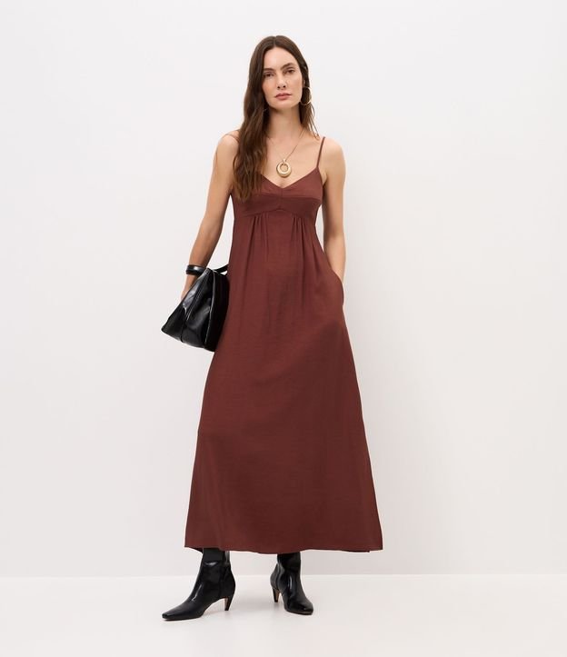 Vestido Midi Evasê en Viscosa con Escote Corazón 2
