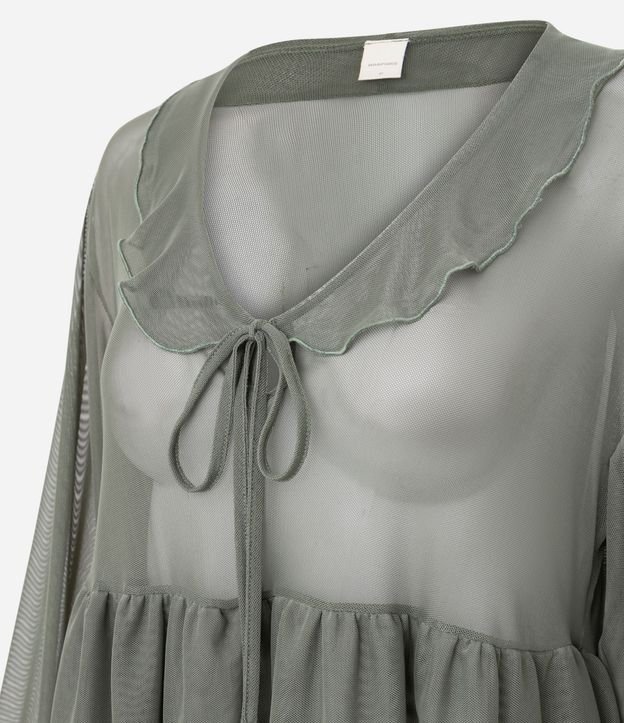 Blusa Bata en Tule con Volados y Lazo Delantero 6