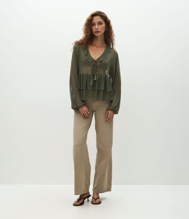 Blusa Bata en Tule con Volados y Lazo Delantero 2