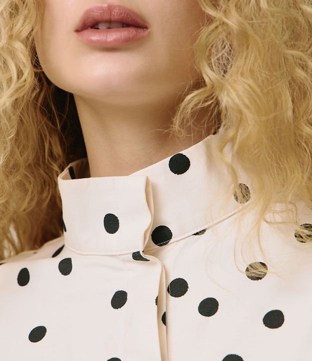 Camisa en Tricolina con Estampado de Lunares y Elástico en la Cintura 3