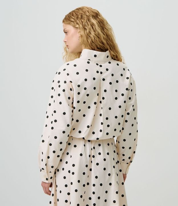 Camisa en Tricolina con Estampado de Lunares y Elástico en la Cintura 4