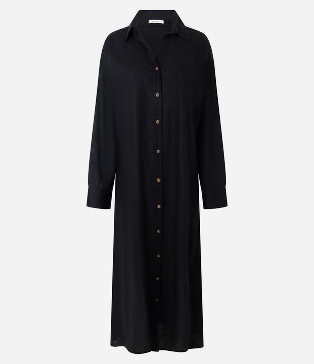 Vestido Chemise en Viscolino con Mangas Largas 4