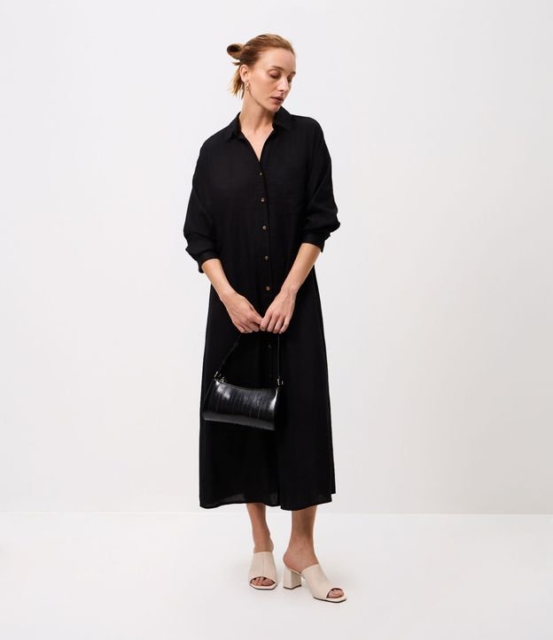 Vestido Chemise en Viscolino con Mangas Largas 2