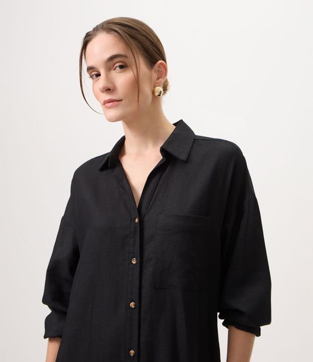 Vestido Chemise en Viscolino con Mangas Largas 4