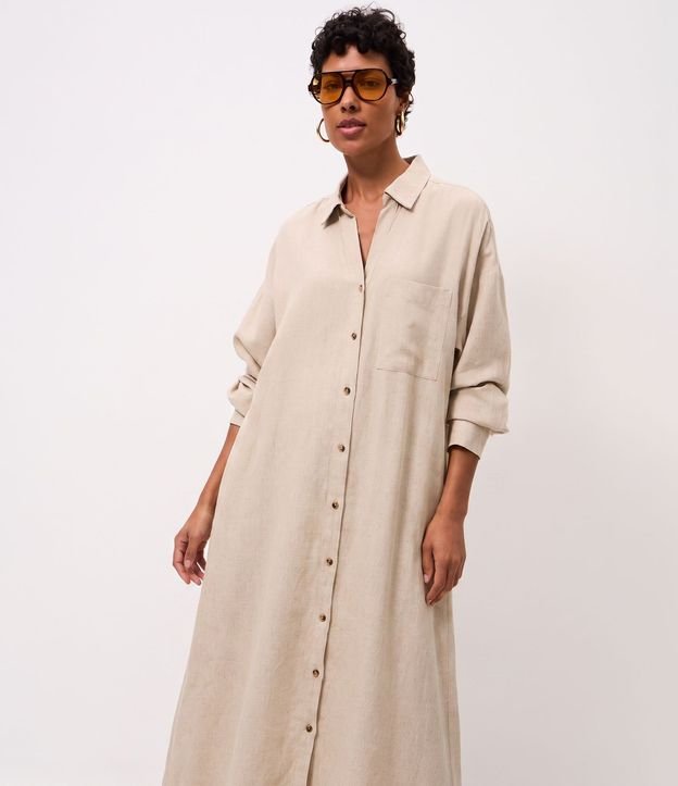 Vestido Chemise en Viscolino con Mangas Largas 1