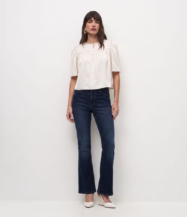 Blusa Cropped Satinada Hombrera 2