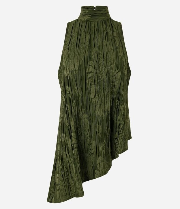 Blusa Alargada con Cuello Halter y Textura Plissada 6