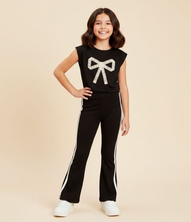 Pantalón Infantil Flare en Cotton con Rayas Laterales – Talle 7 a 16 años 1