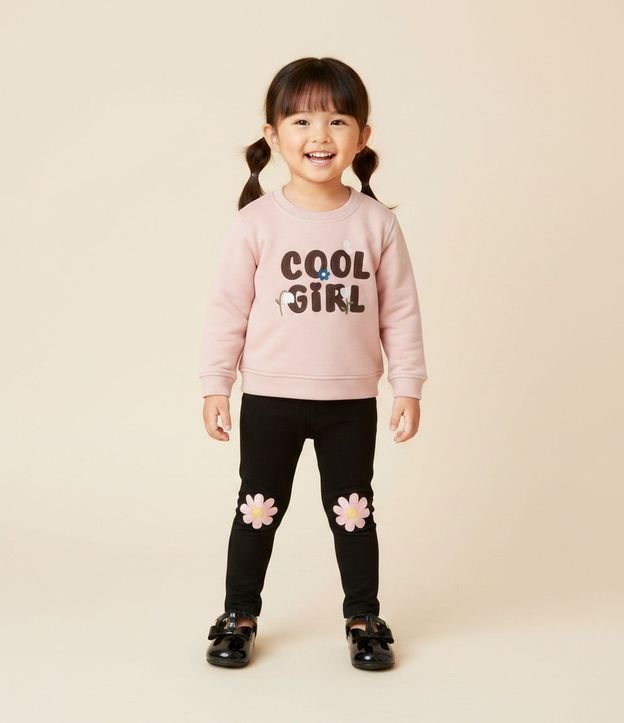 Pantalón Infantil Legging con Aplicación de Flor en las Rodillas – Talle 1 a 6 años