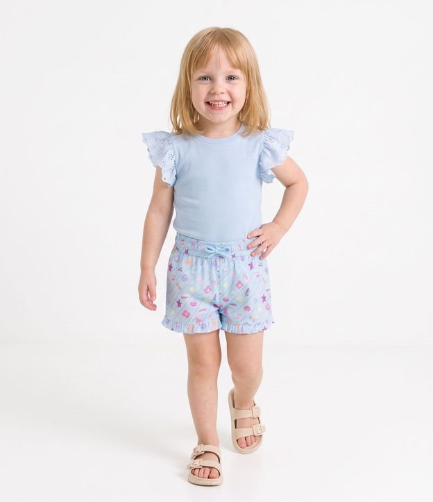 Remera Infantil en Algodón con Mangas en Broderie - Talle 1 a 6 años