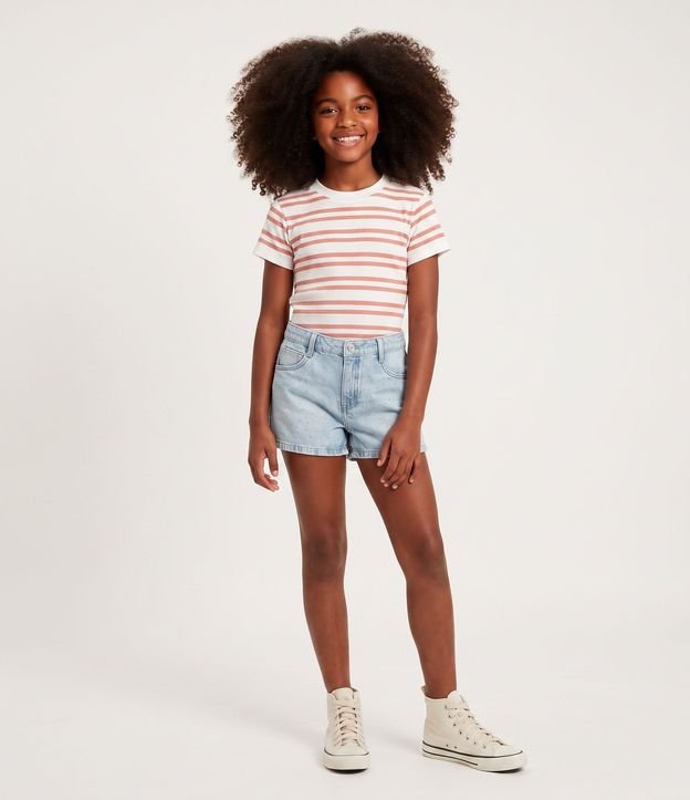 Short Jeans Infantil con Aplicación de Brillos - Talle 5 a 16 años