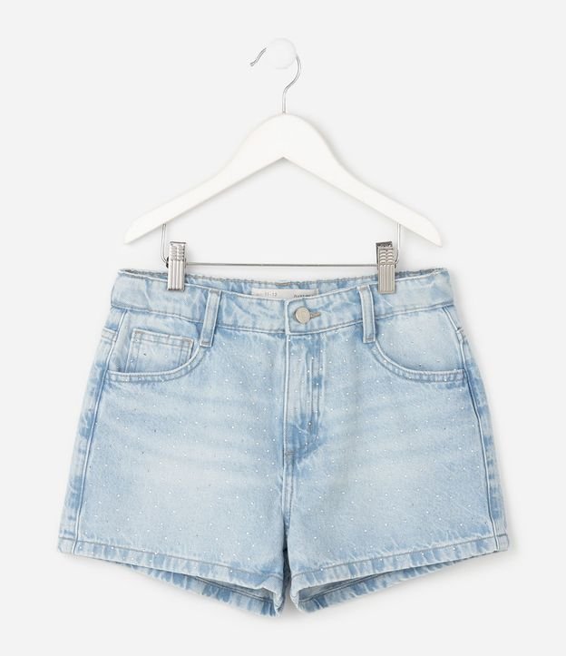 Short Jeans Infantil con Aplicación de Brillos - Talle 5 a 16 años 2