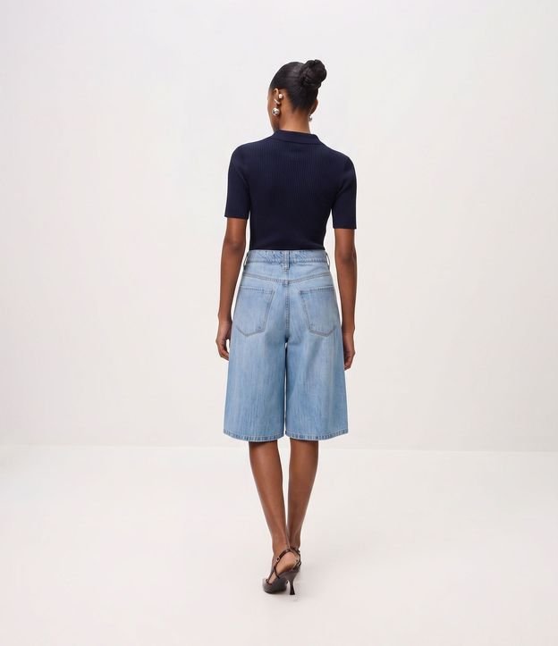 Bermuda Long en Jeans con Cintura Alta y Bolsillos 4