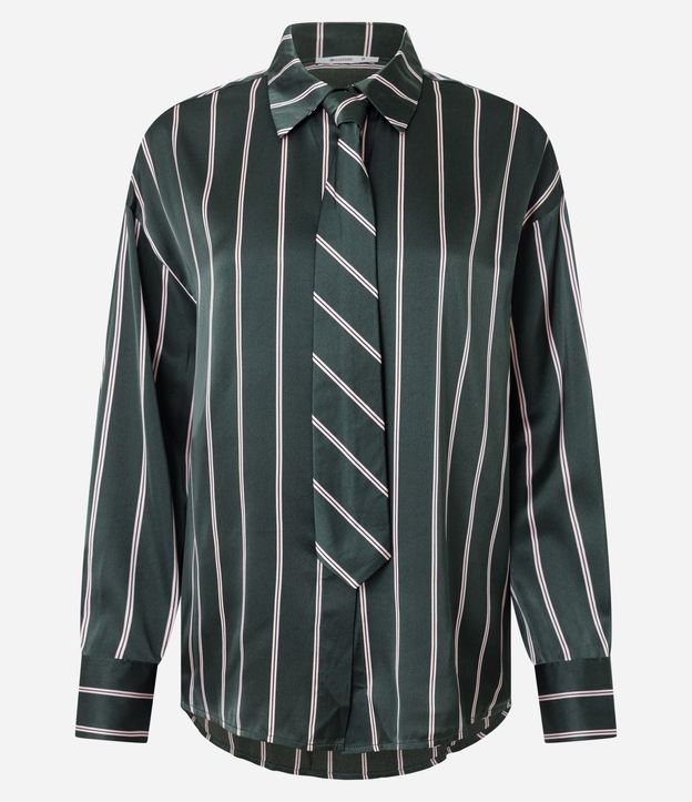 Camisa Satinada Rayada con Corbata 5