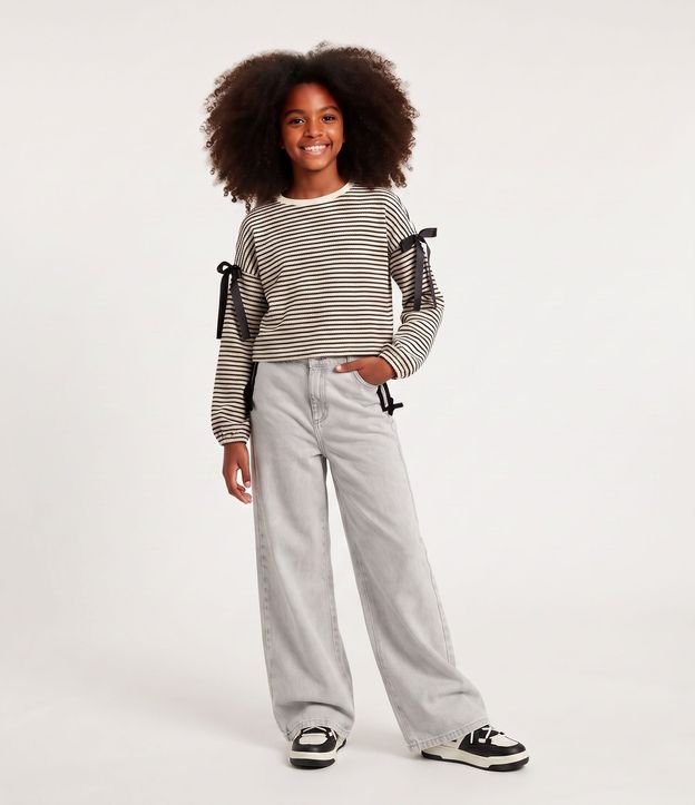Pantalón Wide Jeans Infantil con Moñitas Laterales - Talle 5 a 16 años 1