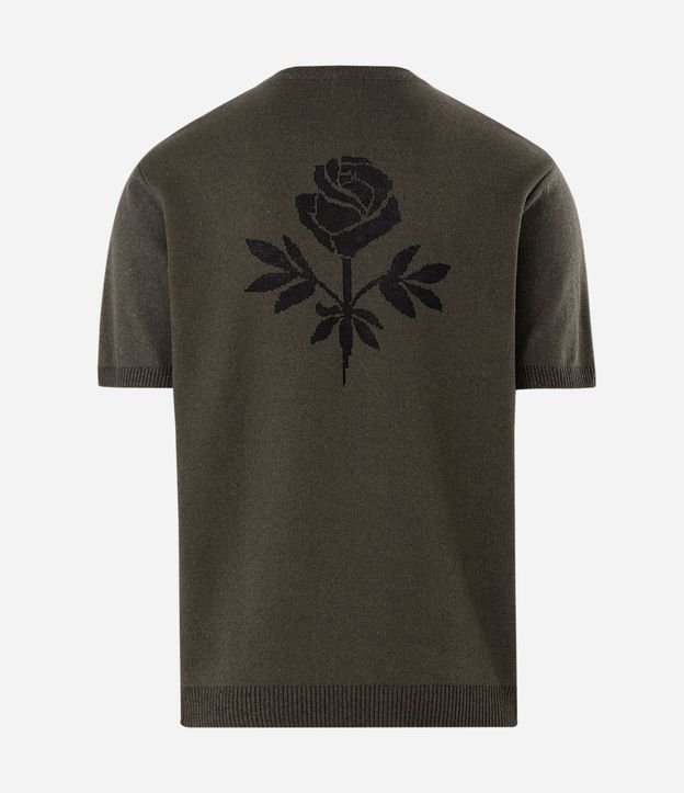 Remera Regular en Jacquard con Rosa Bordada 6
