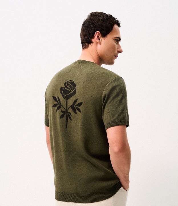 Remera Regular en Jacquard con Rosa Bordada 1
