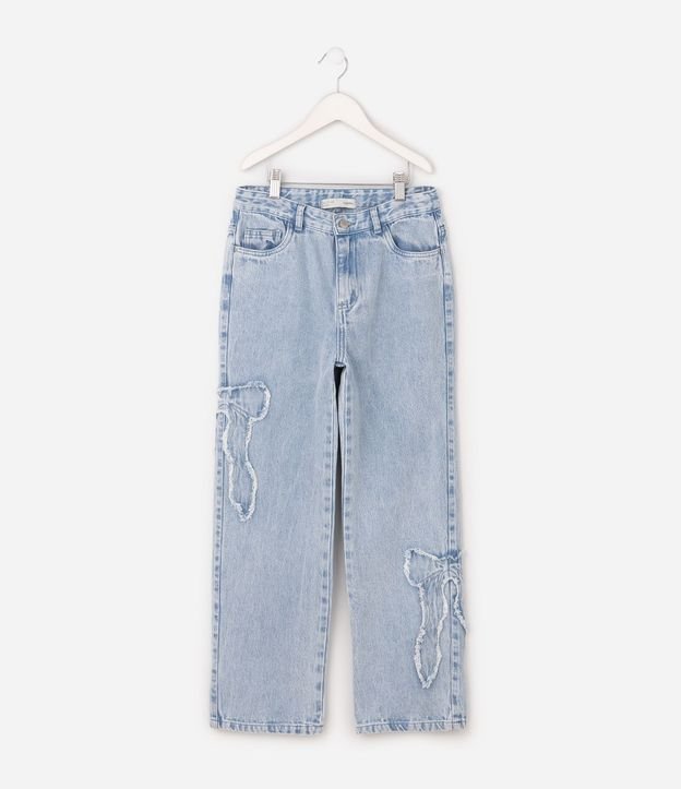 Pantalón de jean Reta Infantil con Desfiados de Moñitas laterales - Talle 5 a 14 años 2