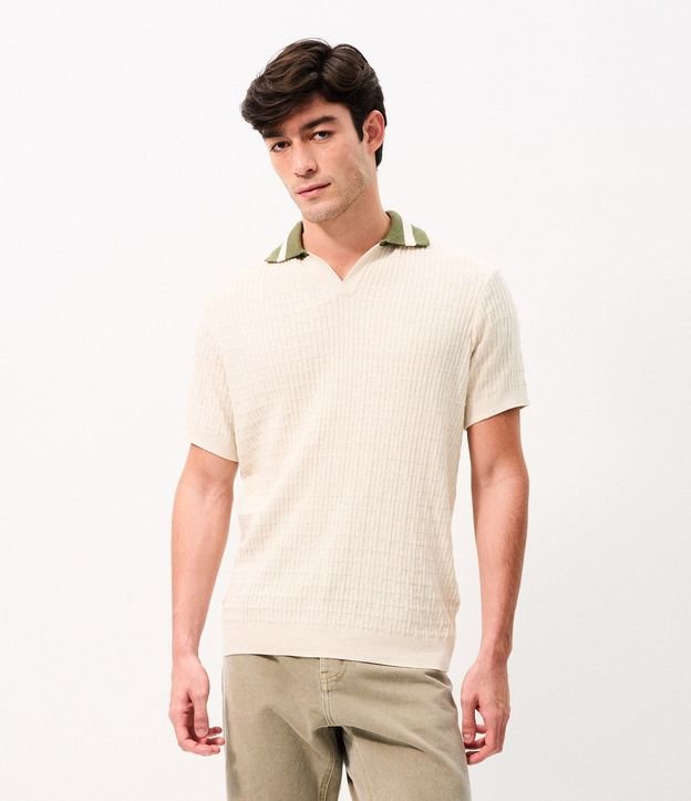 Polo Regular Texturizada con Cuello Contrastante