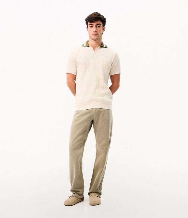 Polo Regular Texturizada con Cuello Contrastante 2