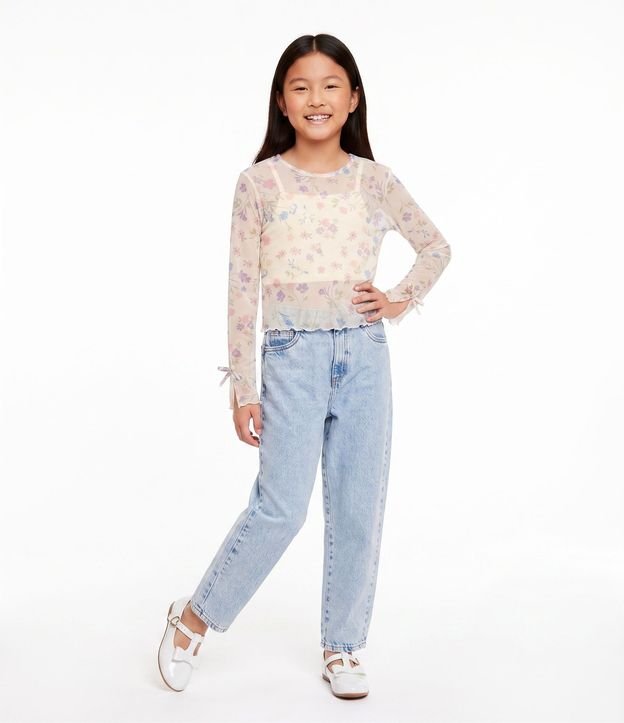 Pantalón Infantil Balloon en Jeans Marmorizado con Cadena - Talle 5 a 16 años 1