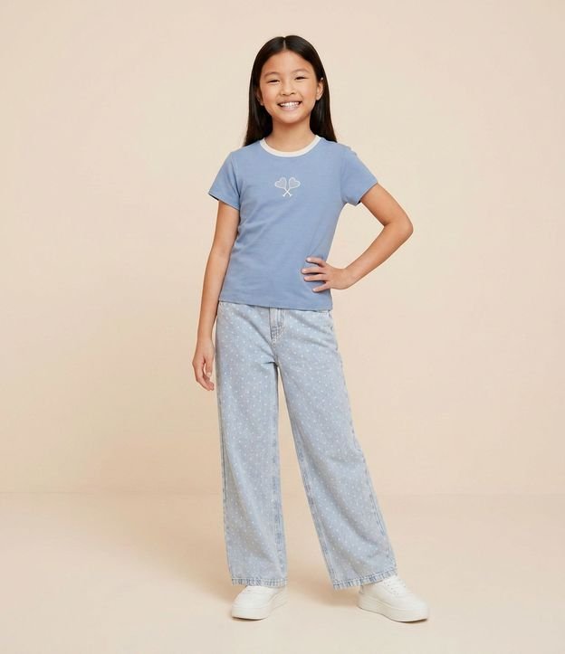 Pantalón de Jean Wide de Lunares Infantil - Talle 5 a 16 años 1