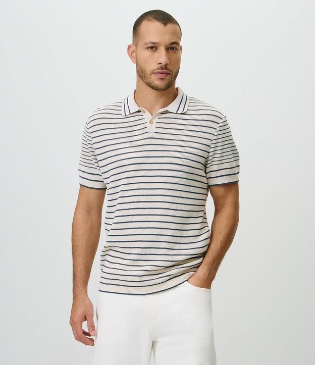 Camisa Polo en Punto Listrado con Botones 3