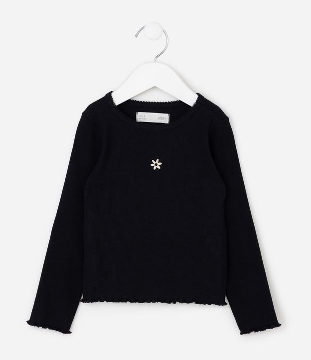 Remera Slim Infantil en Algodón Canelado con Bordado Flor – Talle 1 a 6 años 2