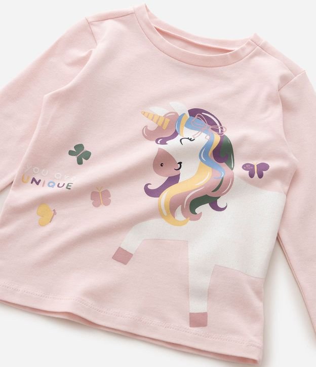 Remera Slim Infantil con Estampa de Unicórnio con Purpurina – Talle 1 a 6 años 5